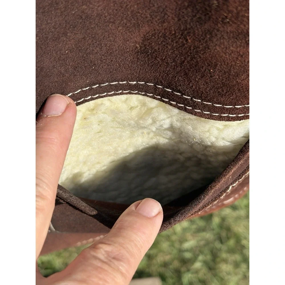 Vintage Genuine Leather Suede Shearling Lined Western Vest Tan  Medium 40 Ranch
